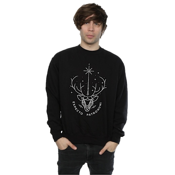 Harry Potter Expecto Patronum Charm Sweatshirt för män, M, svart Black M