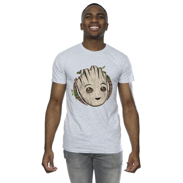 Marvel Mens I Am Groot Trähuvud T-Shirt XL Sports Grey Sports Grey XL