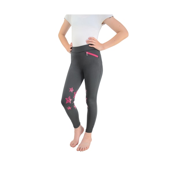 HYPERFORMANCE Ridtights för barn/barn ridhäst 3-4 Ja Grey/Raspberry 3-4 Years