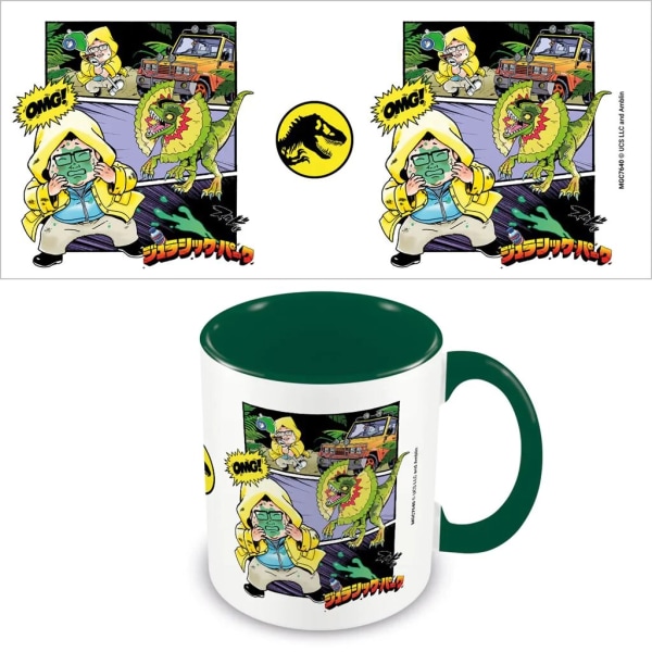 Jurassic Park In Your Face Anime Inre Two Tone Mug One Size Da Dark Green/White One Size