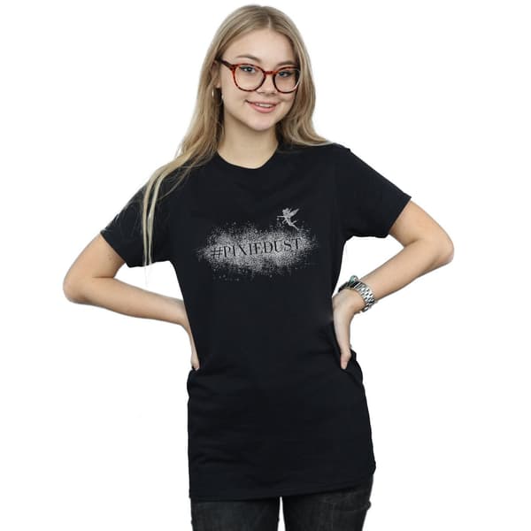 Disney Dam/Dam Tinker Bell Pixie Dust Bomull Boyfriend T-shirt Black S
