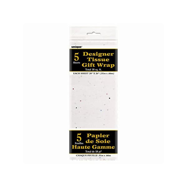 Unique Party Klassiskt Glitter Silkespapper (5-pack) One Size White One Size