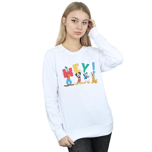 Disney Dam/Damer Mickey Mouse Friends Hey Sweatshirt XL Vit White XL