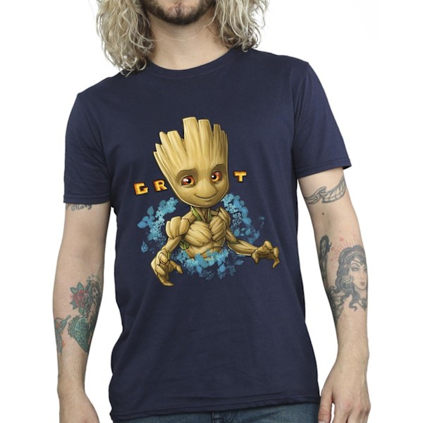 Guardians Of The Galaxy T-shirt för män med Groot och blommor, 4XL, marinblå Navy Blue 4XL