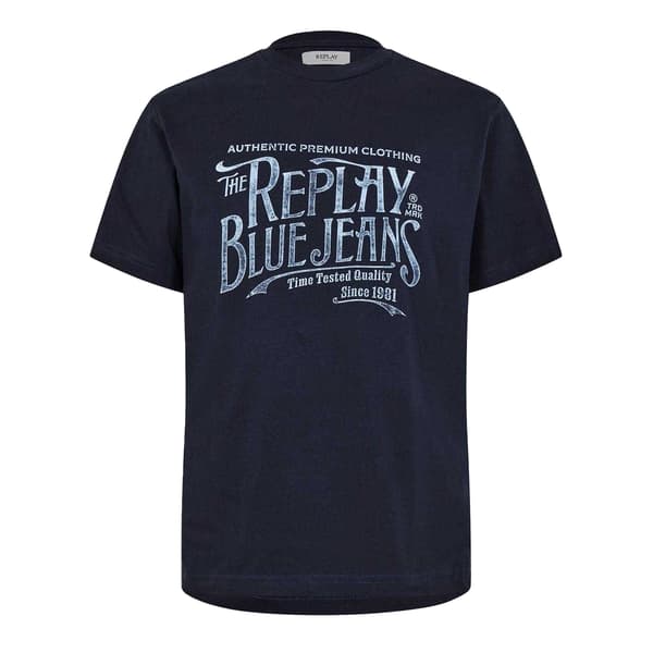 Replay Herr Blå Jeans T-shirt S Marinblå Navy S