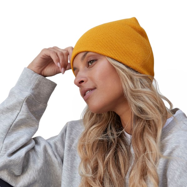Beechfield Plain Basic Knitted Winter Beanie Hat One Size Mustard Mustard One Size