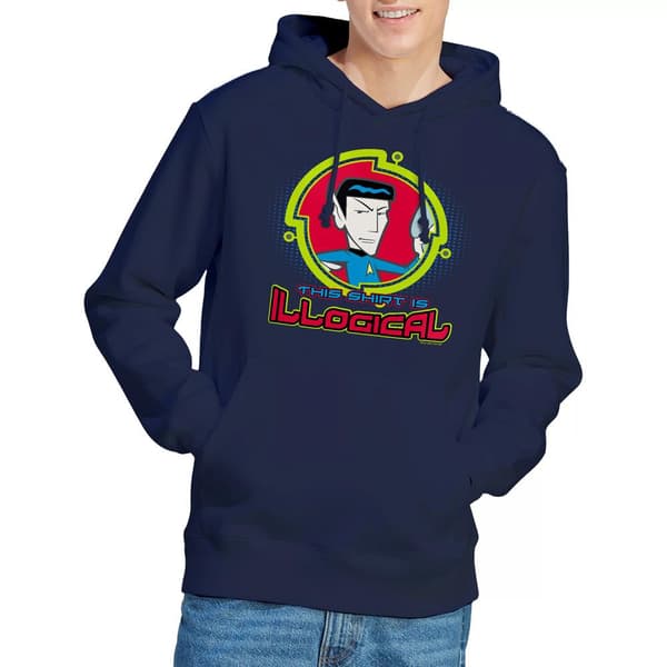 Star Trek Quogs Illogical Hoodie för män S Navy Navy S