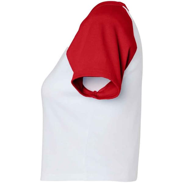 Bella + Canvas Dam/Dam Micro-Rib Raglan Crop Top M Vit/ White/Red M