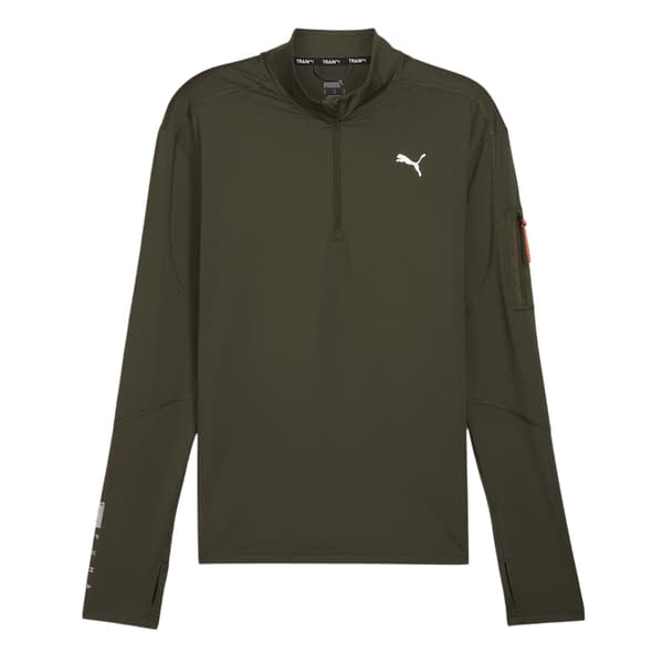 Puma Herr Cloudspun Quarter Zip Långärmad Tröja S Mörk Oliv Dark Olive S
