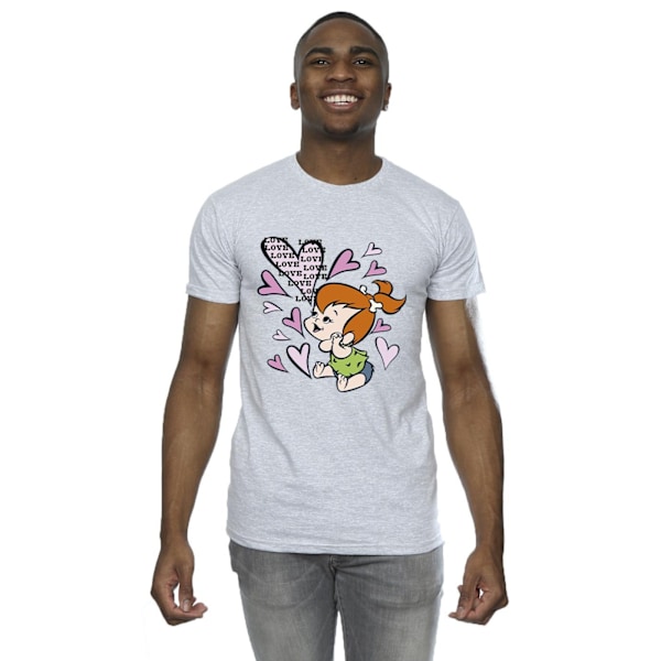 The Flintstones Mens Pebbles Love Love Love T-Shirt S Sports Grå Sports Grey S