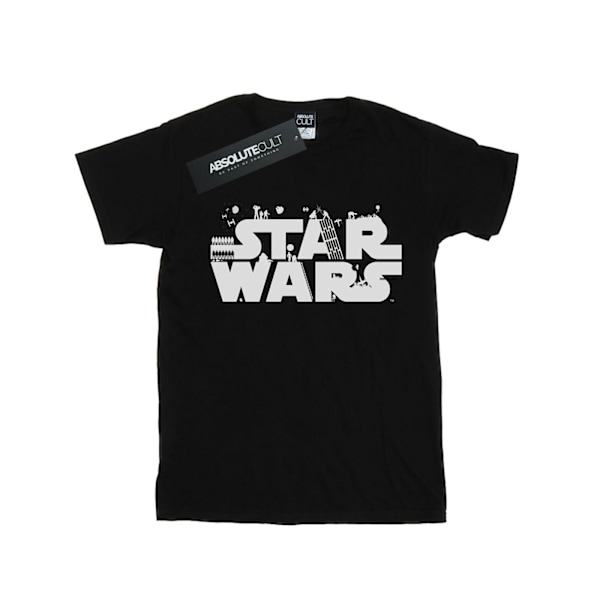 Star Wars Dam/Damer Minimalistisk Logotyp Bomull Pojkvän T-Shir Black XL