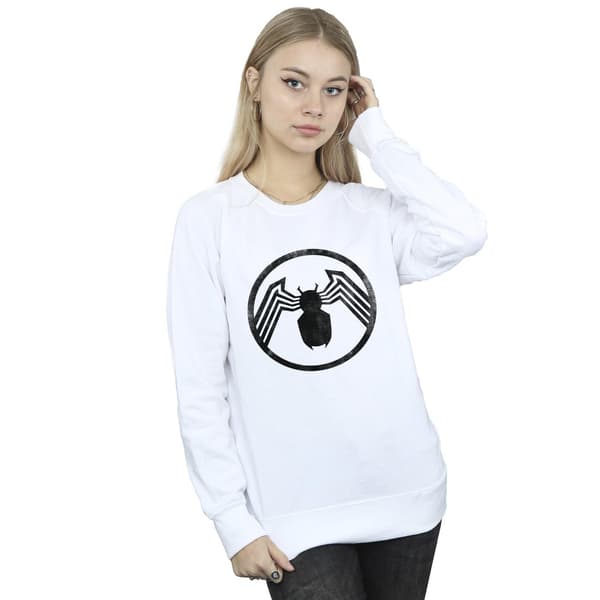Marvel Dam/Kvinnor Venom Logo Emblem Sweatshirt S Vit White S