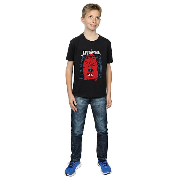 Spider-Man Boys Hanging Cotton T-Shirt 9-11 år Svart Black 9-11 Years