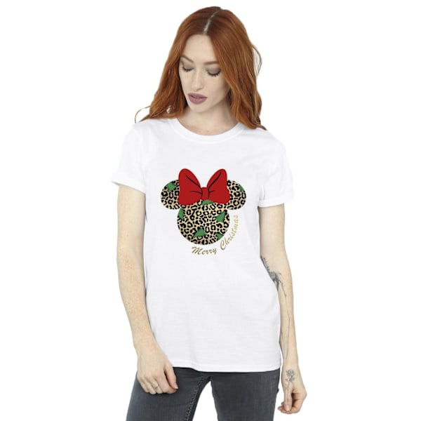 Disney Dam/Damer Minnie Mouse Leopard Jul Bomull Pojkvän T-shirt White 4XL
