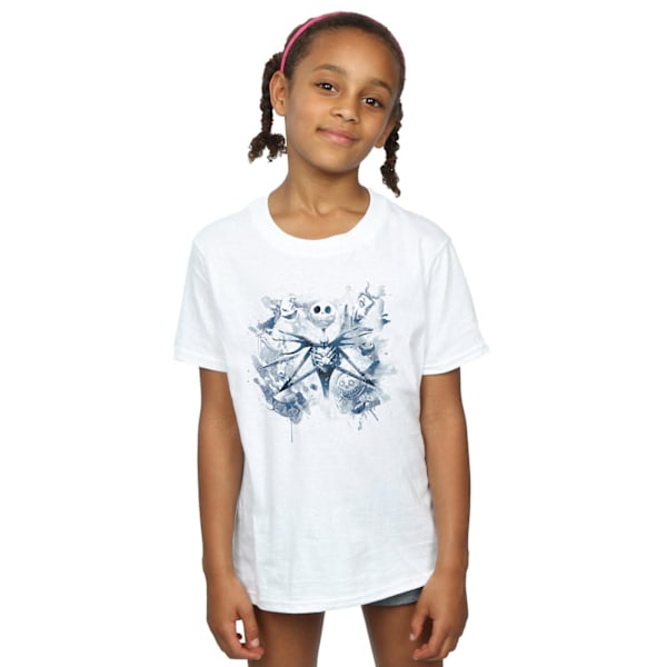 Disney Girls Nightmare Before Christmas Paint Spray Carers Bomull T-shirt 5-6 år Vit White 5-6 Years