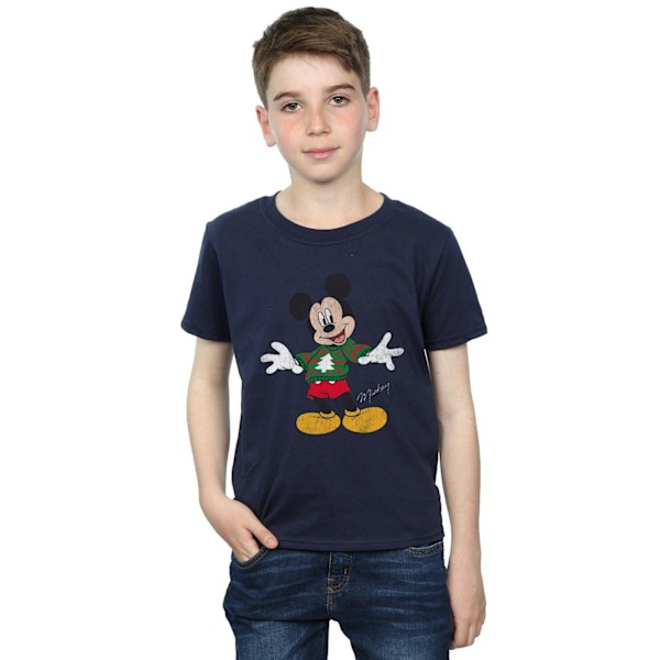 Disney Boys Mickey Mouse Jultröja T-shirt 7-8 år Marinblå Navy Blue 7-8 Years