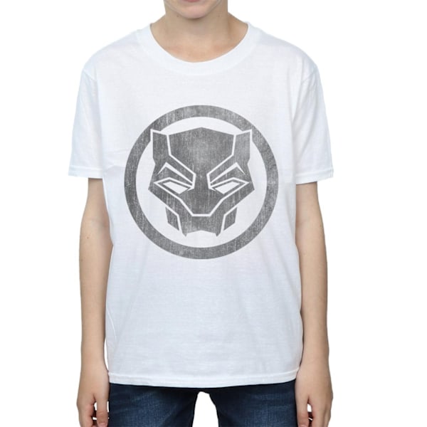 Marvel Boys Black Panther Distressed Icon T-Shirt 5-6 år Vit White 5-6 Years