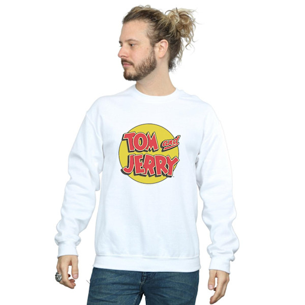Tom And Jerry Herr Sweatshirt med cirkellogotyp 4XL Vit White 4XL