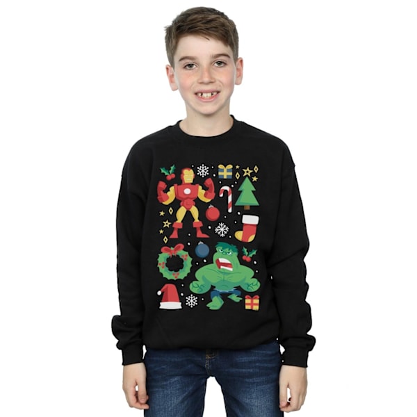 Marvel Boys Iron Man och Hulk Juldag Sweatshirt 3-4 år Black 3-4 Years