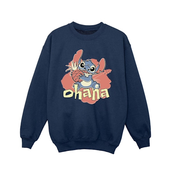 Disney Girls Lilo And Stitch Ohana Pineapple Sweatshirt 5-6 År Navy Blue 5-6 Years