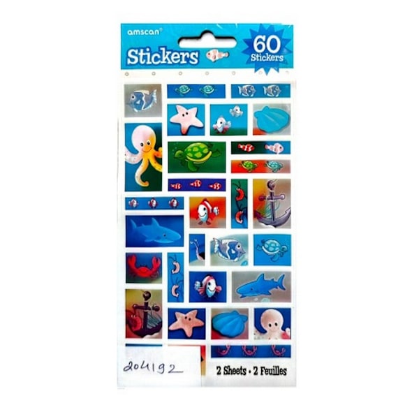 Amscan fisk klistermärken (60-pack) One Size Blå/Flerfärgad Blue/Multicoloured One Size