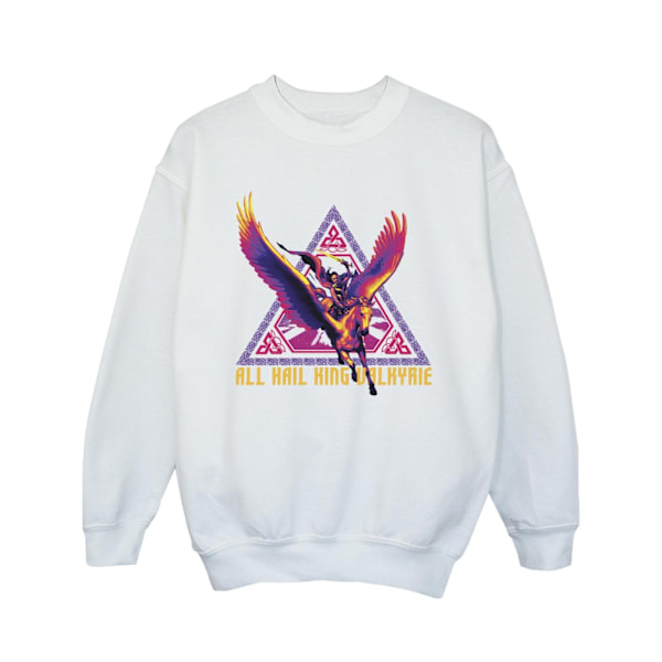 Marvel Girls Thor Love And Thunder All Hail Valkyrie Sweatshirt White 3-4 Years