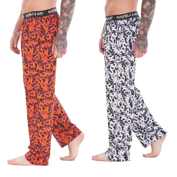 Norfolk & Way Herr Nyhetstryck Loungebyxor (2-pack) Orange/White/Black S