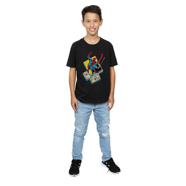 Marvel Boys Spider-Man Block T-shirt 7-8 år Svart Black 7-8 Years