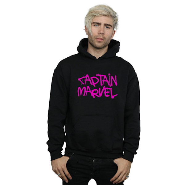 Marvel Herr Captain Marvel Spray Text Hoodie 3XL Svart Black 3XL