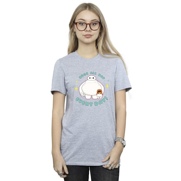 Disney Dam/Kvinnor Big Hero 6 Baymax Kramar Varje Dag Bomull Pojkvän T-shirt Sports Grey XL