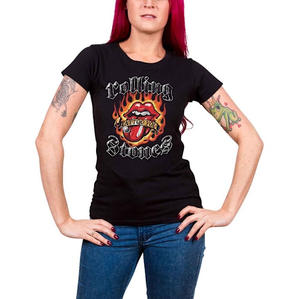 The Rolling Stones Dam/Damer Flames Logo T-shirt M Svart Black M