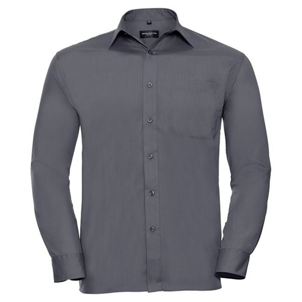 Russell Collection Herr Poplin Easy-Care Långärmad Skjorta 3XL Convoy Grey 3XL