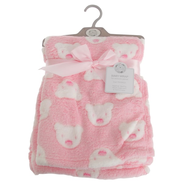Snuggle Baby Bear Face Baby Wrap 75 x 100cm Rosa Pink 75 x 100cm