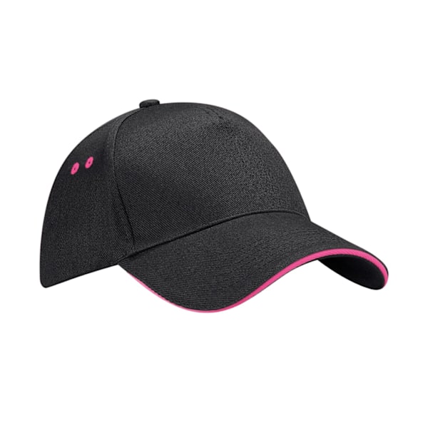 Beechfield 5 Panel Sandwich Peak Baseball Cap One Size Svart/Fuchsia Black/Fuchsia One Size