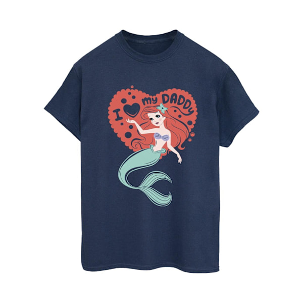 Disney Dam/Damer The Little Mermaid Love Daddy Bomull Boyfriend T-Shirt Navy Blue 4XL