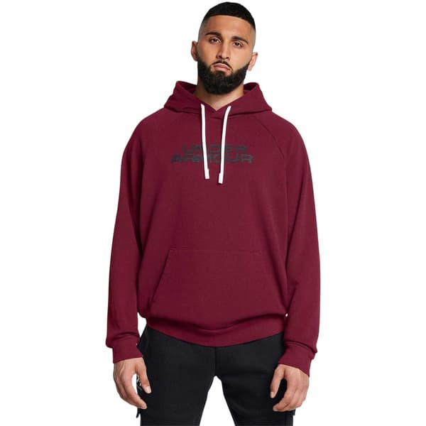 Under Armour Herr Rival Raglan Hoodie med dragsko M Röd Red M