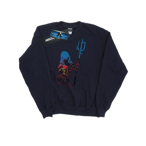 DC Comics Girls Aquaman Battle Silhouette Sweatshirt 7-8 år Navy Blue 7-8 Years