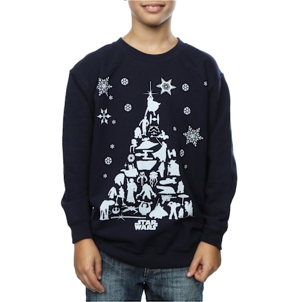Star Wars Julgran Sweatshirt för pojkar 12-13 år Marinblå Navy Blue 12-13 Years
