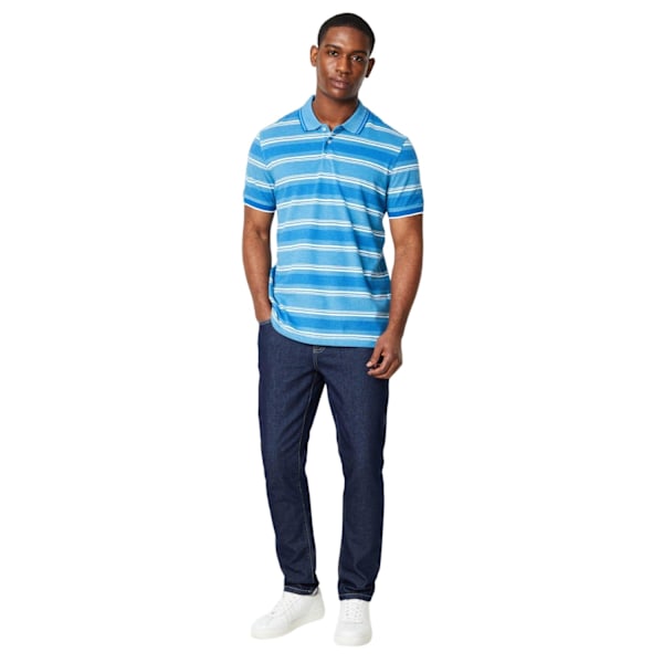 Maine Herr Multi Stripe Pique Poloskjorta S Blå Blue S