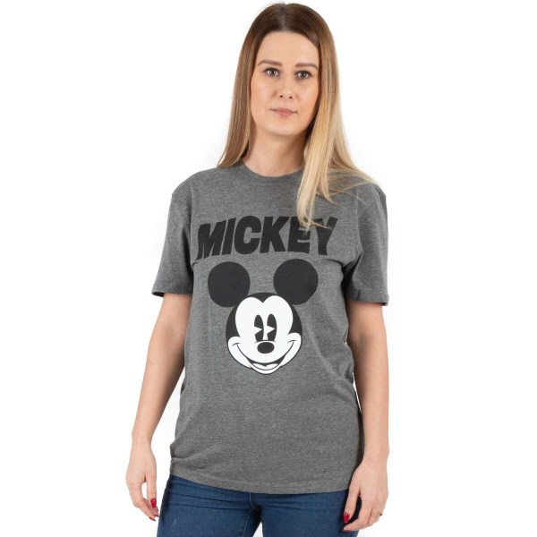 Disney Mickey Mouse Face T-shirt för kvinnor/damer XL kolgrå Charcoal Grey XL