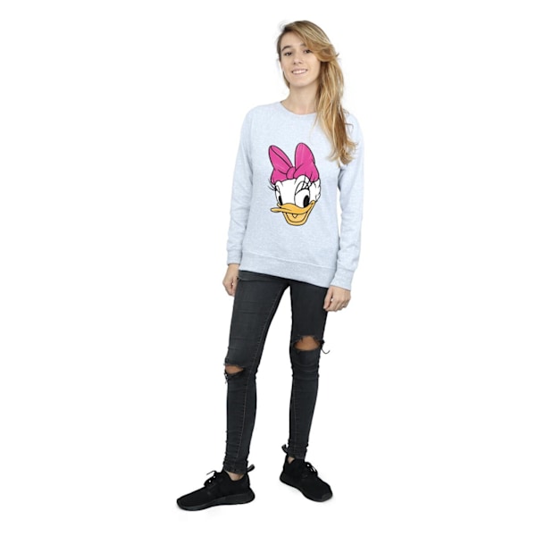 Disney Dam/Kvinnor Daisy Duck Huvud Målad Sweatshirt M Heath Heather Grey M