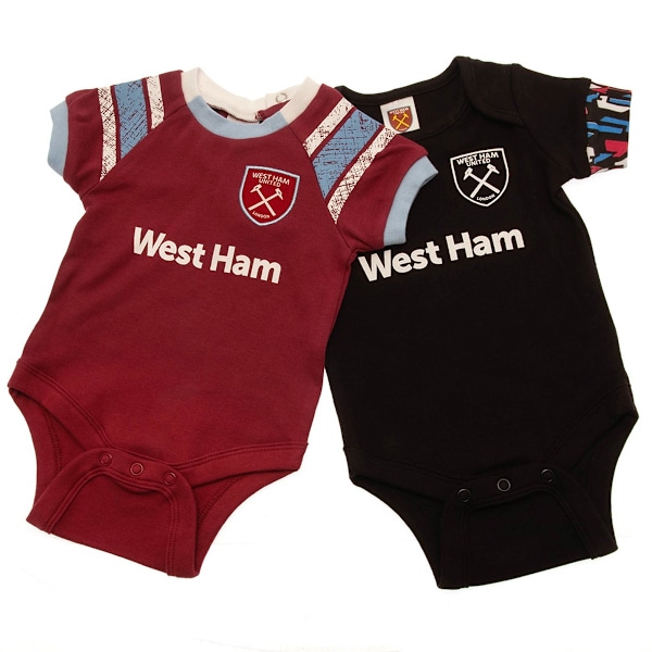 West Ham United FC Baby Sleepsuit (2-pack) 9-12 månader Clare Claret Red/Black 9-12 Months