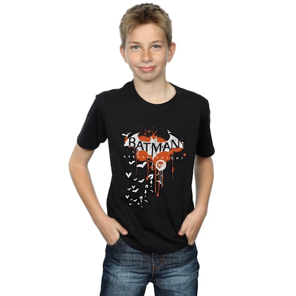 DC Comics Boys Batman Arkham Knight Halloween Logo Art T-Shirt Black 5-6 Years