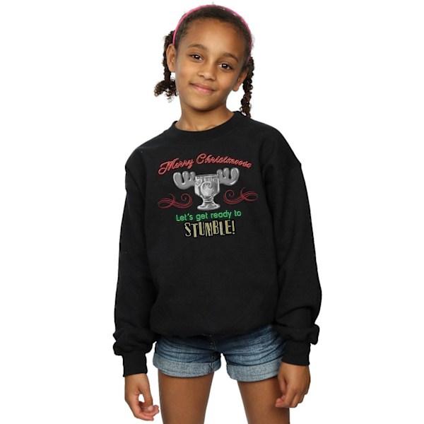 National Lampoon's Christmas Vacation Girls Moose Head Sweatshirt Black 12-13 Years