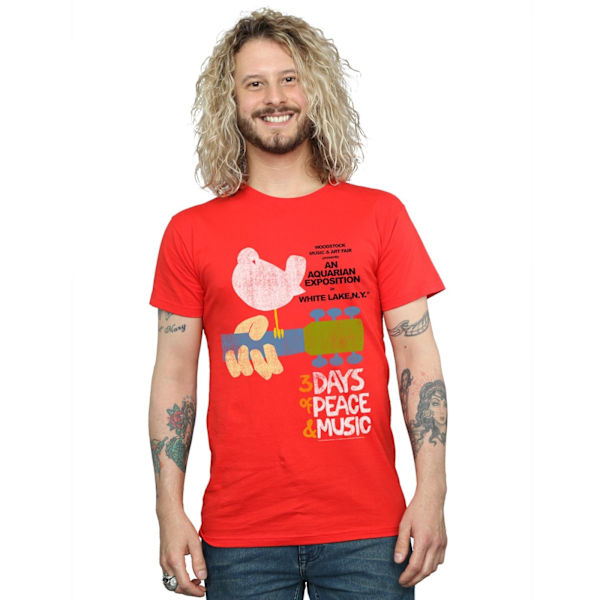 Woodstock Mens Festival Poster T-Shirt L Röd Red L