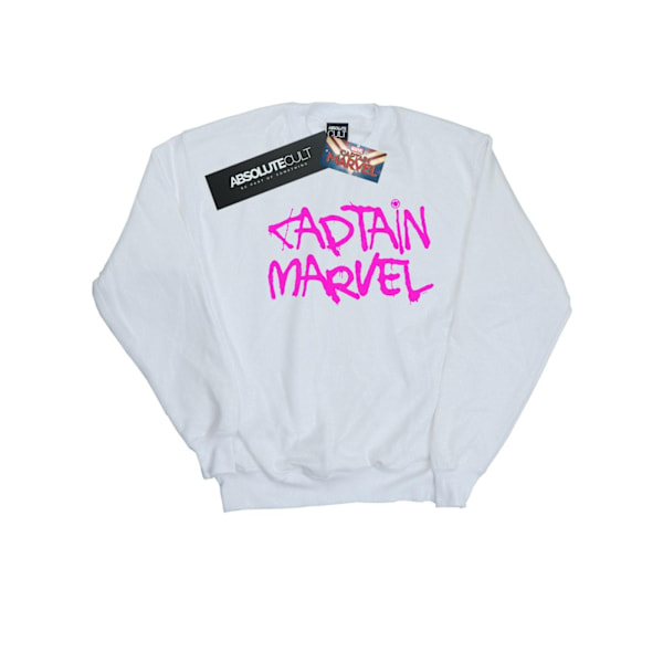 Marvel Boys Captain Marvel Spray Text Sweatshirt 12-13 år Vit White 12-13 Years