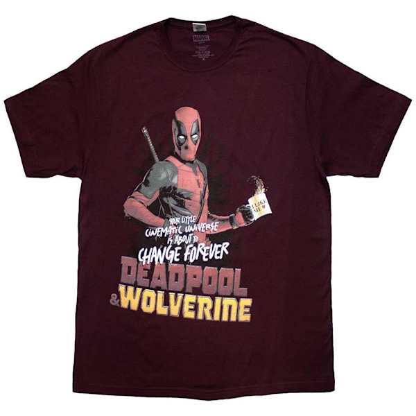 Deadpool & Wolverine Unisex Vuxen Change Universe T-shirt XXL M Maroon Red XXL