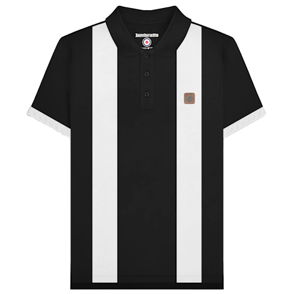 Lambretta Herr Vintage Panel Polo Tröja S Svart/Vit Black/White S