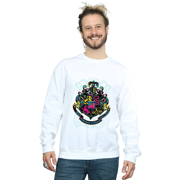 Harry Potter Neon Hogwarts Crest Sweatshirt för män, S, vit White S