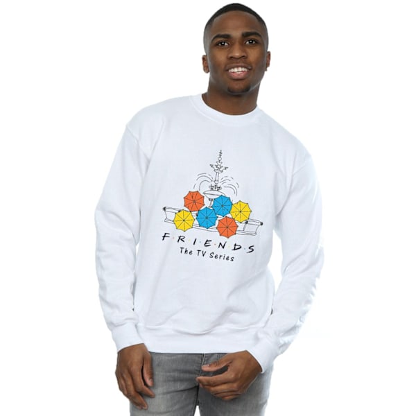 Friends Mens Fountain And Umbrellas Sweatshirt 5XL Vit White 5XL